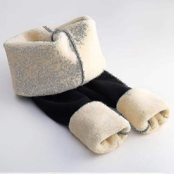 Vinter Sherpa Fleecefodrade Leggings för Kvinnor, Hög Midja Stretchiga Tjocka Kashmir Leggings Plysch Varma Thermal H Svart 5XL