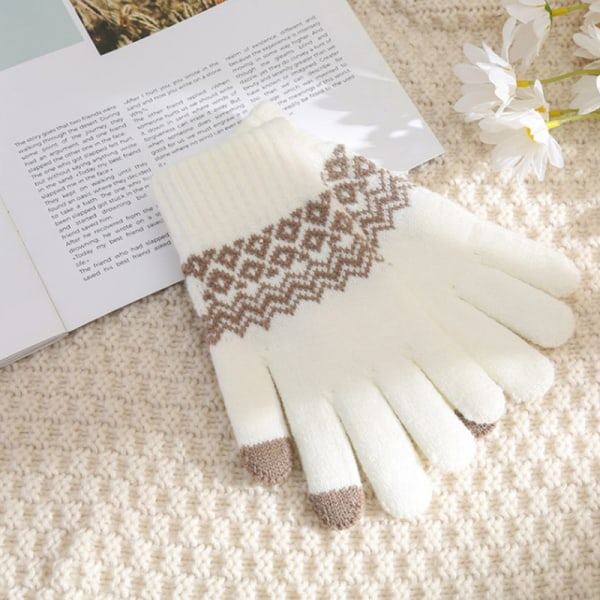 Vintervarme strikkede handsker Vinter fuldfingerhandsker Touch Glo White