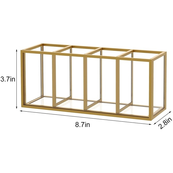 Akryl sminkborstehållare Organizer, 1 Golden Makeup Brush Organizer, Guld