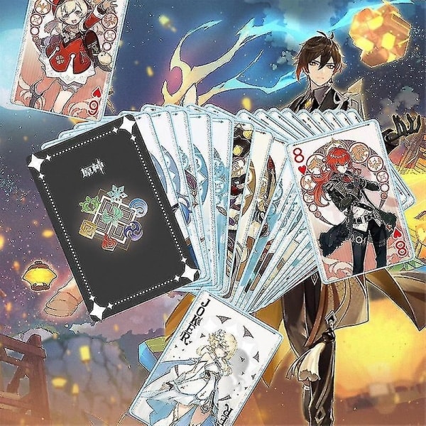 Genshin Impact Poker Spillekort Brætspil Børn Børn Legetøj Børn Legetøj Kortspil Sæt Diluc Lumine Aether Paimon Klee - Perfekt
