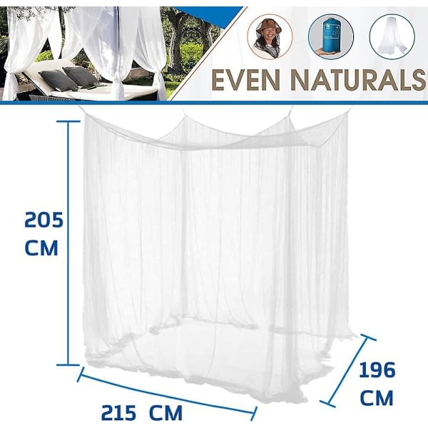 Luksuriøst myggenet til dobbeltseng til king size seng himmelseng | Camping Screen House | Fineste Mesh 300 huller pr. kvadrattomme, 2 indgange, let at installere, Ha