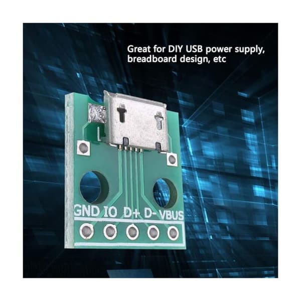 SHINING HOUSE 10 stk. Micro USB til DIP Adapter Hun 5 Pitch 2,54 mm - Micro USB Lodning (Grøn)