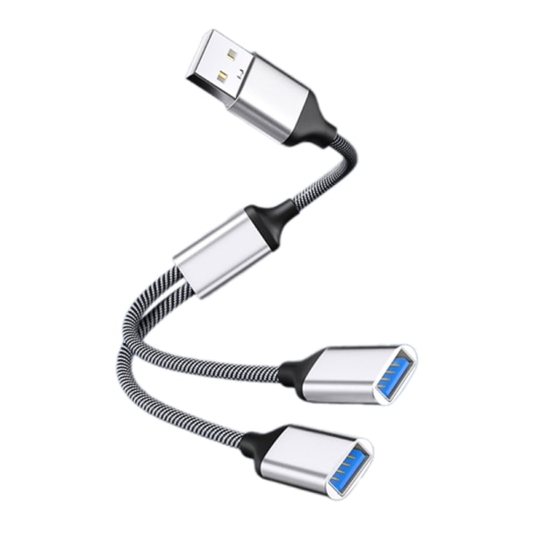 USB splitterkabel USB-hub strømforlengelsesadapterkabel 28cm/11.02in sølv