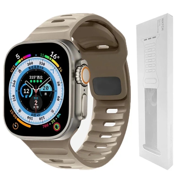 Silikonrem til Apple Watch Band 49mm 44mm 45mm 40mm 41mm 42mm 38mm Ultra 2 Sport Correa Armband iwatch Series 9 8 7 6 5 se brown-BOX02