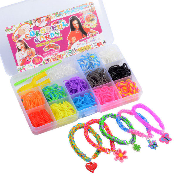 Vevebånd, fargerike vevebånd, vevstol for armbånd DIY gummibånd vevstolsett
