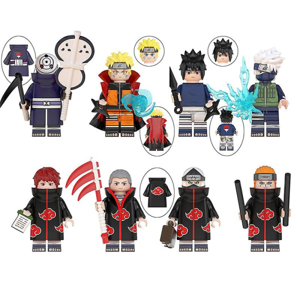 8 st/ sett Naruto Brick Toys Cartoon Action Figurer