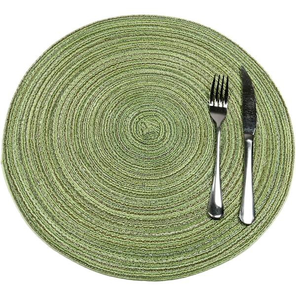 Pestävät puuvillaiset pöytätabletit, lämmönkestävät, pyöreät vihreät, 6 kpl, 11x11cm