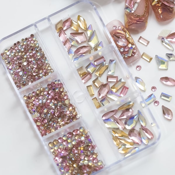 Klar nagel strass kristall naglar ädelstenar stenar blandade rhinestones med platt rygg diamanter ädelstenar för DIY nagelkonst tillbehör