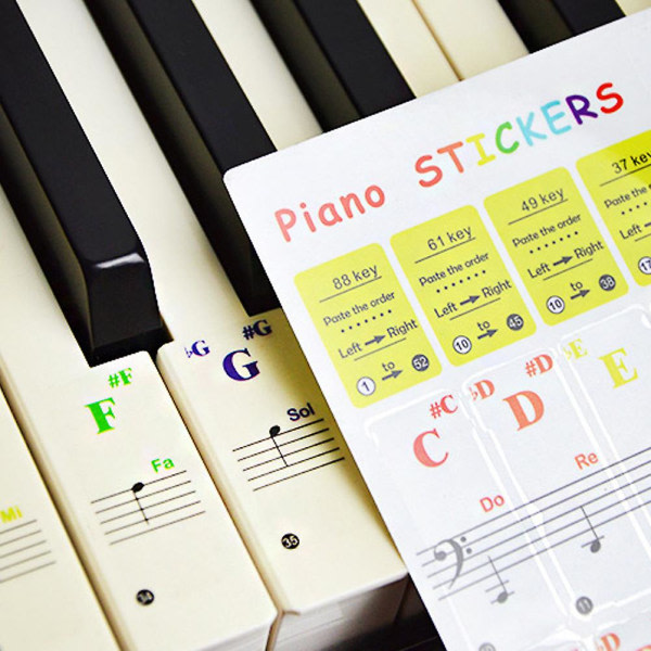 Pianotastatur-klistremerker for 88 61 49 37 tangenter elektronisk keyboard Pianoklistremerker Nybegynner Gjenbrukbare noteklistremerker