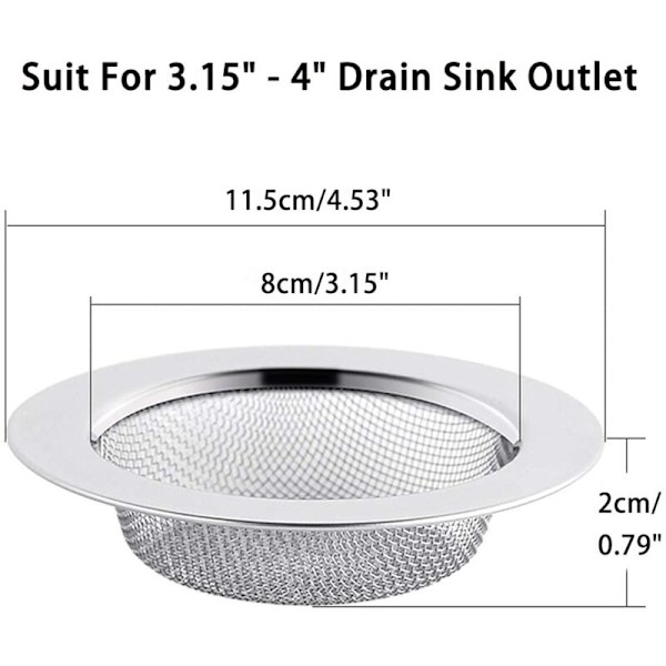 2 stk. vaskesi i rustfrit stål, 11,5 cm afløbsfilter, vaskesi, køkkenvaskesi NPTERBL