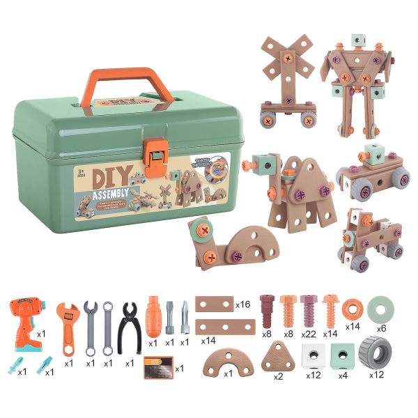 1 set barnverktyg leksaker materialsäkerhet flerfärgad pojke med verktygslåda mutternyckel bult set