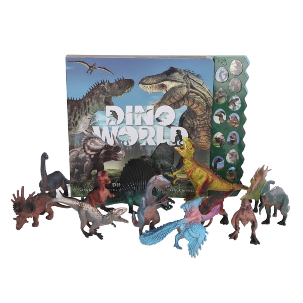 Dinosaurlydbok for barn - 12 realistiske brøl - Interaktiv pedagogisk tidlig læring - Lys farge knapp lydbok