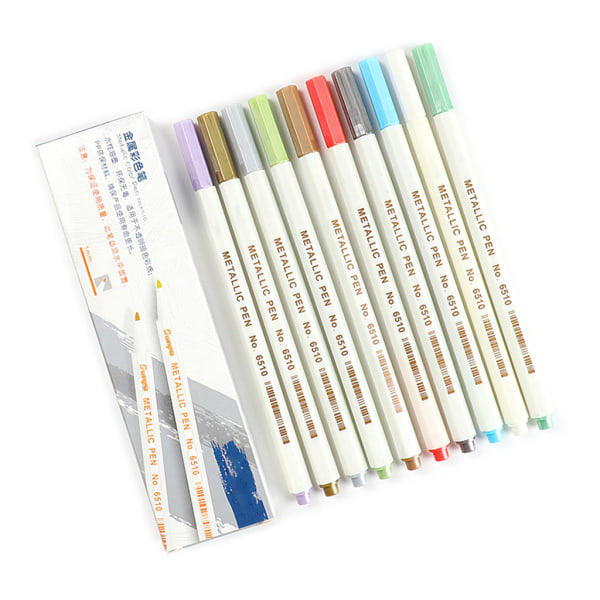 10/12/15/20/30 Färger Metallic Micron Pen Detaljerad Metal Paint Maker DIY Album 12 färger