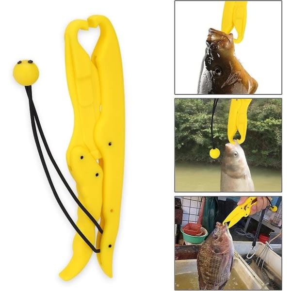 Fish Grip, Slitstark Plast Flytande Fisktång Lip Grip Gripper Grabber Hållare yellow