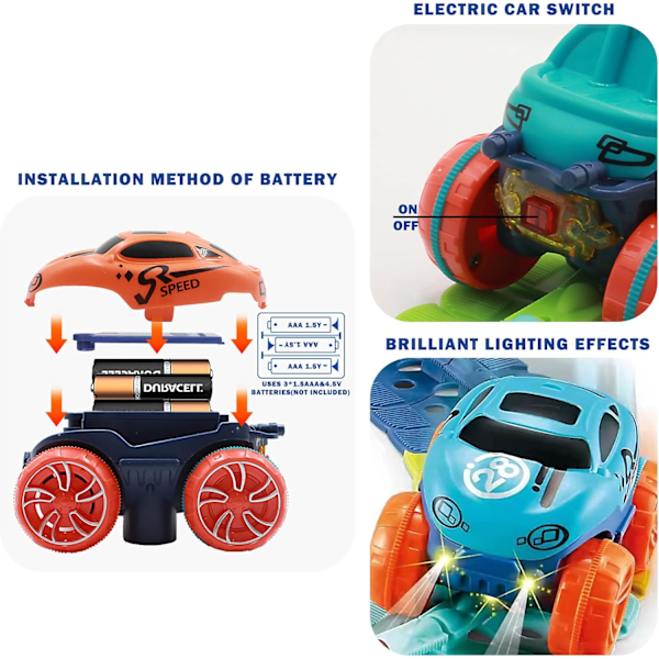 LED-autojunasetti - Joustava autorata lelu lapsille 3-8 vuotta