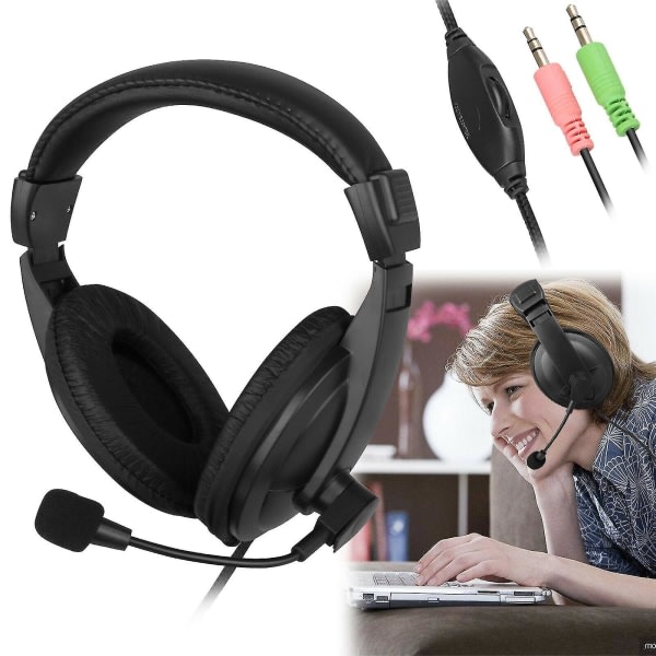 Trådbundna handsfree-hörlurar med mikrofon för PC, bärbar dator och notebook