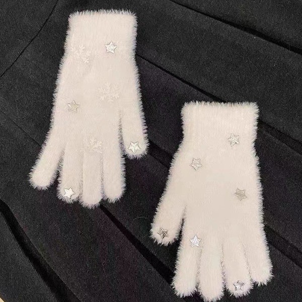 First Snow Star Gloves Cashmere-liknande Warm Winter Girl New Year A3