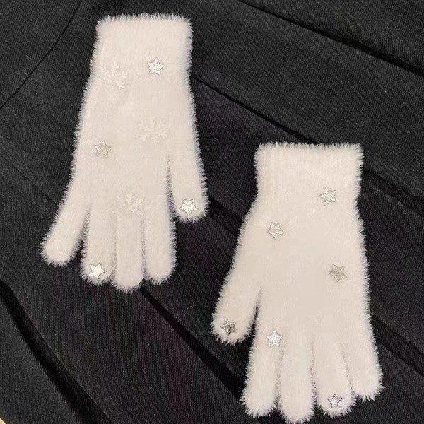 Första snöstjärnhandskar kashmirliknande varma vinterflickor nyår A3