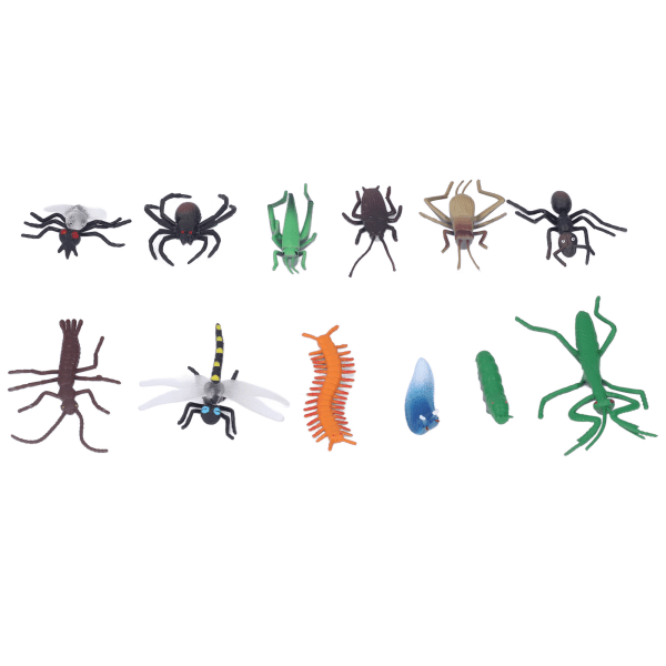 12 stk Simuleringsinsektsmodell Naturtro Levende Myk Luktfri Insektpedagogiske leker for over 4 til 6 år gamle