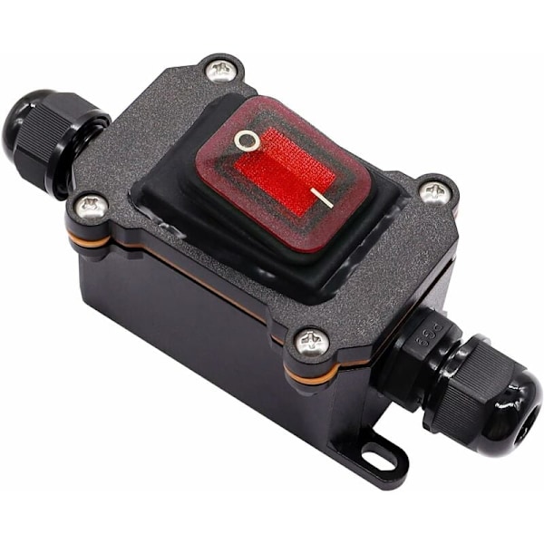 Vattentät vippströmbrytare med röd LED DPST 4 terminaler 220V AC H-K062-KCD4-201N-RW-LS