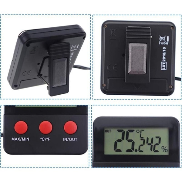 Reptiler Digitalt Termometer Hygrometer LCD Temperatur- og Fuktighetsmåler for Terrarium Kjæledyr Inkubator Tank..