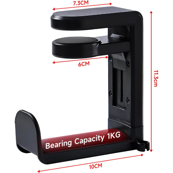 1 stk. hovedtelefonholder (sort), hovedtelefonholder med 360° drejning E