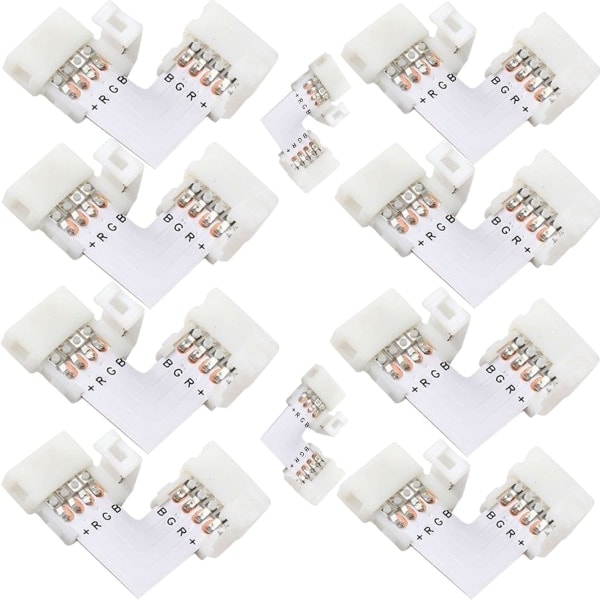 10-pak 10 mm 4-pins L-formet LED-stripstikkontakt ret vinkel