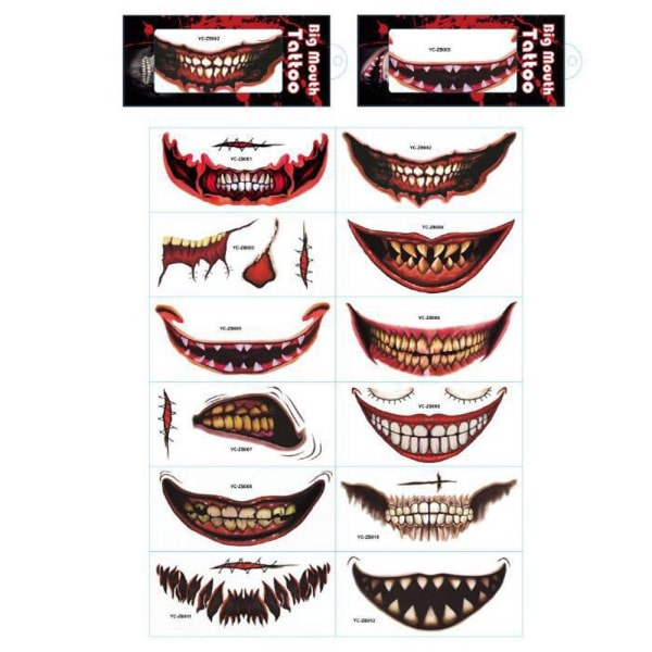 Halloween tatovering klistermærker Big Mouth Tatoveringer A A