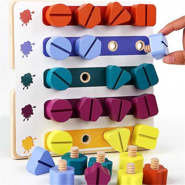Småbarn Skruvmuttrar Former och färger Matchande leksaker Finmotorik Pedagogiska inlärningsleksaker