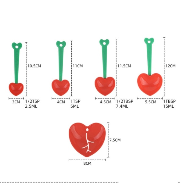 Måne Körsbärsmätsked och äggseparatorsatser - 2 i 1 set med 4 x mätskedar och 1 x äggulaseparator - BPA-fri och diskmaskinssäker mätkopp