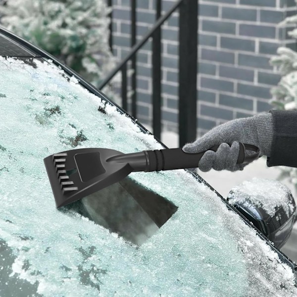 Isskraper for bilvindu - Ergonomisk snøbørste | 32 cm isskraper med skumgrep for biler, lastebiler og SUV-er Svart
