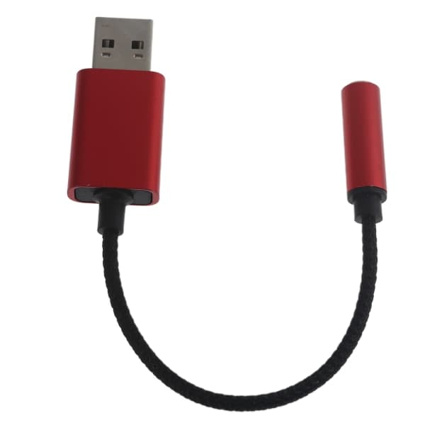 USB til 3,5 mm Jack Audio Adapter, USB til Aux Kabel med TRRS 4-polet Mikrofon Understøttet Sort