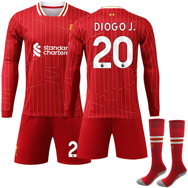 Liverpoolin kotipaita pitkillä hihoilla kaudelle 2024-2025, sisältää sukat, nro 20 Diogo Jota L