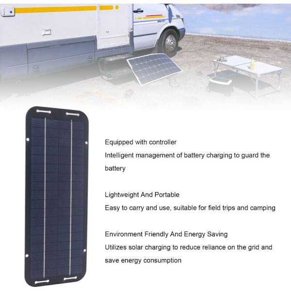 6W 18V Flexibel Solpanel Laddare Uppladdningsbar Bärbar Solpanel Billaddare med Kontroller, DUBUNS