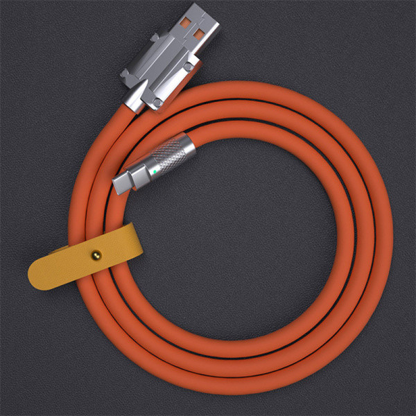 120W 6A Supernopea lataus Type-C -neste silikonikaapeli Nopea US Oranssi Androidille 1m Orange For Android 1m