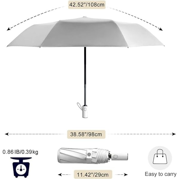 Solparaply Kompakt fällbart reseparaply öppnas och stängs automatiskt för vindtätt, regntätt och UV-skydd Parasoll med svart anti-UV-beläggning