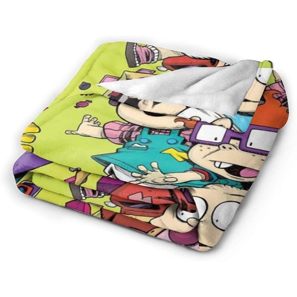 Rugrats Vändbar Mysig Slängfilt Ultra Mjuk Flanell Fleece Varm Barn Vuxen Fuzzy Lätt filt För Soffa Vardagsrum Sovrum Varm filt,- 50x40in 125x100cm