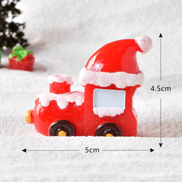 Julstatyett, söt Santa Snowman Train Design DIY Fairy Landskapsdekoration Minimodellleksak front of the car