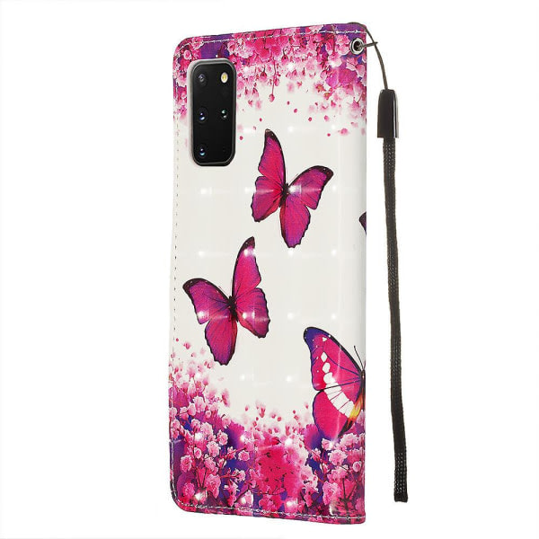 Kompatibelt med Samsung Galaxy S20 Plus Skal 3D-mönster Plånbokskort Magnetiskt Fodral Cover Folio - Rosa Fjäril