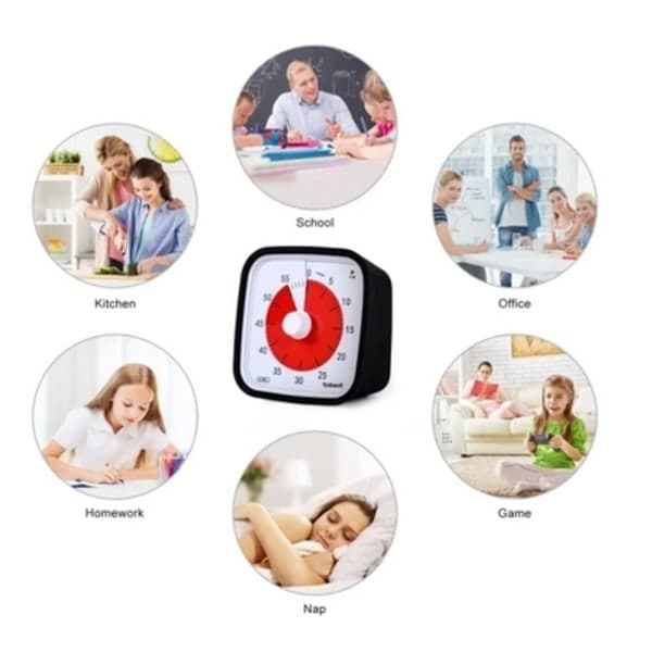 Visuel Timer 60min - klasseværelse skole for børn Sort