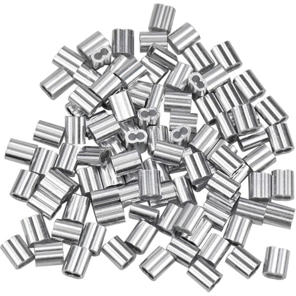 100 deler av aluminiumhylsa, aluminium vajerklämma, aluminium