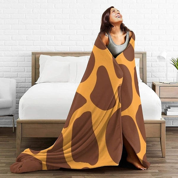 Rolig Giraf Print Fleece Tæppe Let Blød Hyggelig Sovesofa Stue Alle Sæsoner-o258 50x40in 125x100cm