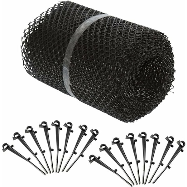 Takrennerensbeskyttelse netting 16cm x 6m med 60 festeklips 4x