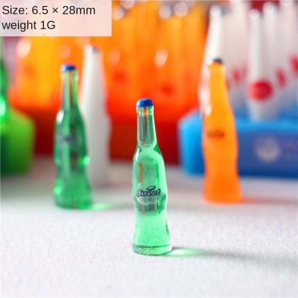 Mikrominiatyrmøbler Små småskaliga leksaksdockor DIY Decora Mini 1:12 Simulering et dussin läskdrycker Hvid 12 flasker blå bakke