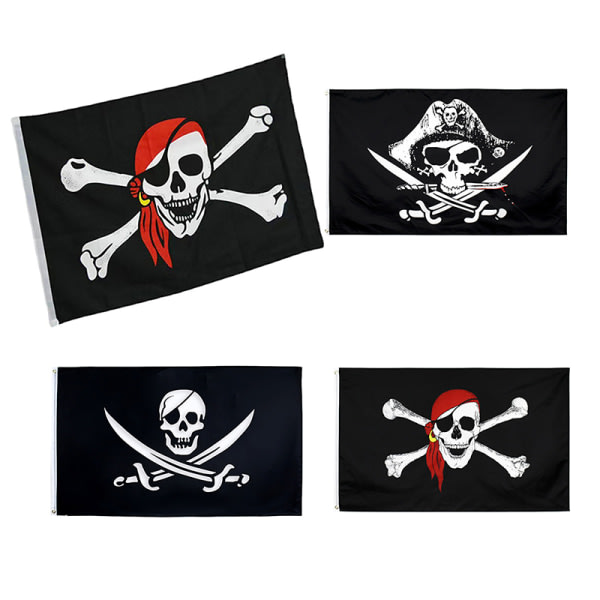 Stor Dödskalle Piratflagga Röd Bandana Ben Dubbel Dödskalle DIY Dekor B 90x150cm