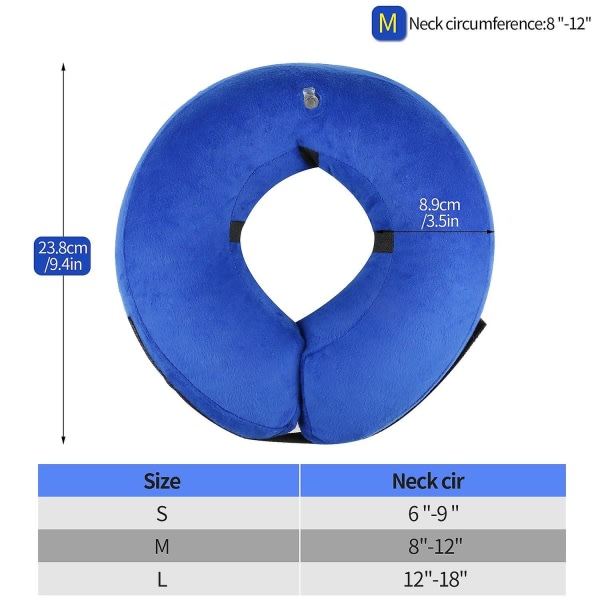 Suojaava ilmatäytettävä kaulus koirien ja kissojen lemmikkieläimille, säädettävä