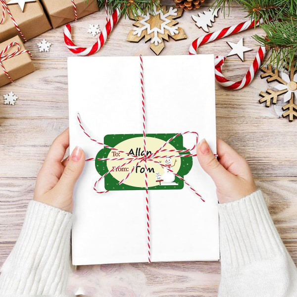 100 självhäftande julklappsetiketter idealiska för kort, kuvert och presentpåsar (FMY)