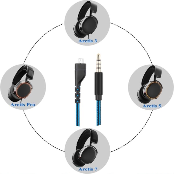 Ersättningsheadsetsladd Ljudkabel till Arctis 3 5 7 Pro Headset stereosladd