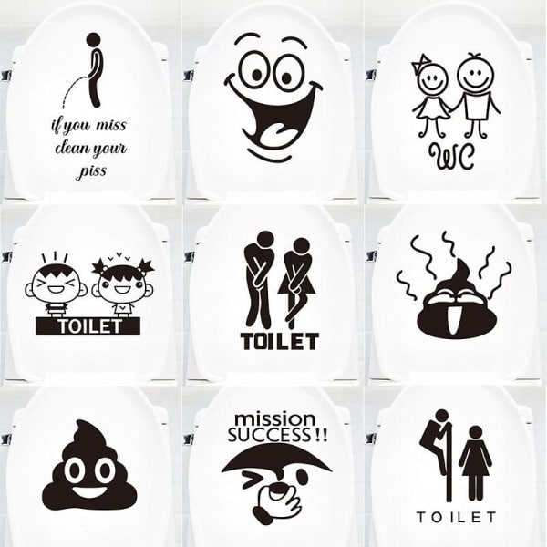 WC-hymiökasvotarrat Hauska kylpyhuone Keittiö Seinätarra WC-istuimen tarra Seinätaide DIY seinämaalauksen koristelu (lasten logo 18 * 28cm)