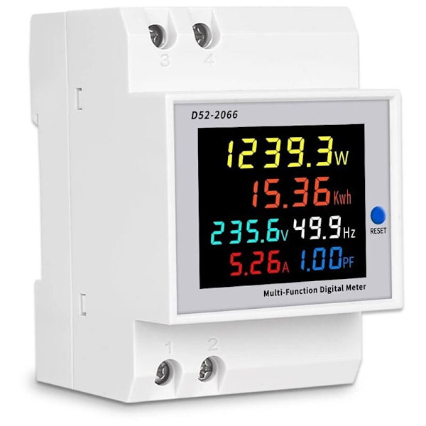 AC 40-300V 100A DIN-skena 6-i-1 Voltmeter Amperemeter Watt KWh Frekvensmätare 110V (Inbyggd CT)